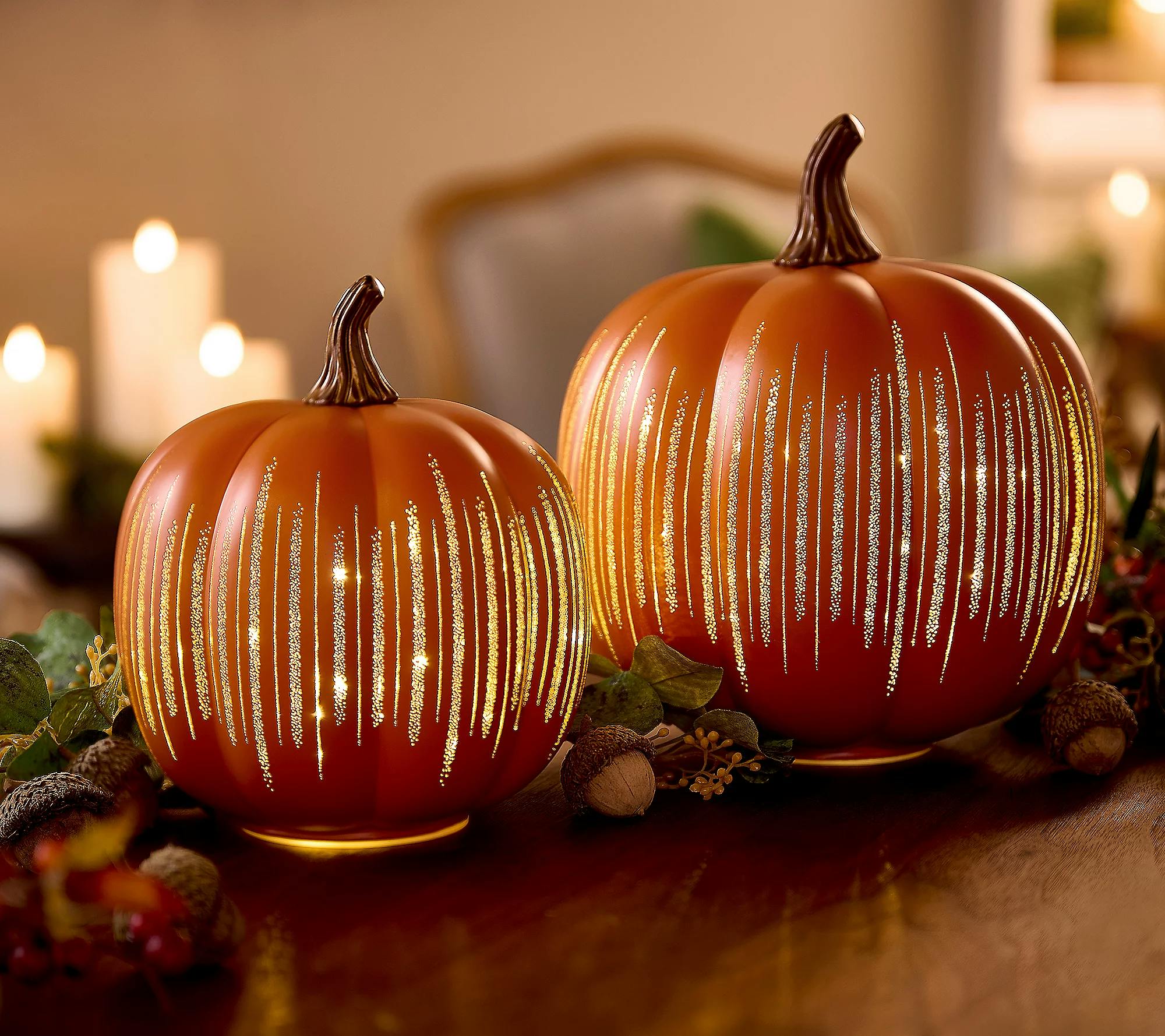 Illuminated Glass Pumpkin Set