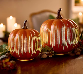 Illuminated Glass Pumpkin Set