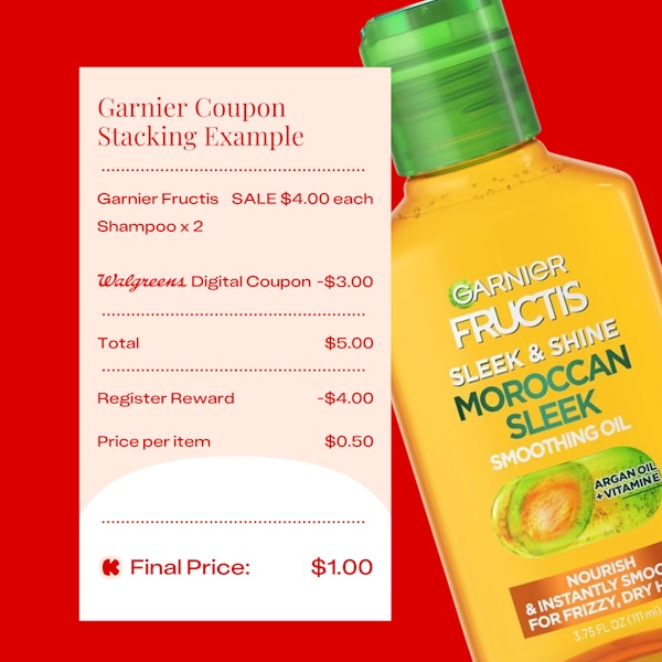 a coupon stacking example for garnier at walgreens