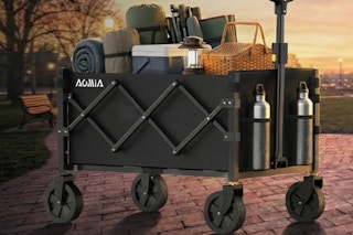 a foldable wagon full of items 