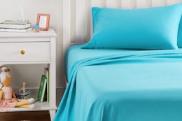 amazon basics sheets on a bed