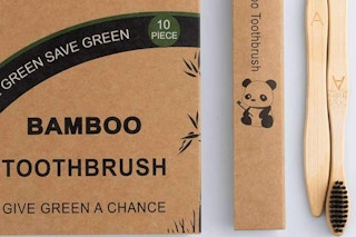 bamboo toothbrushes on a table