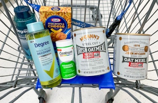 degree mccann's oatmeal centrum and kraft mac & cheese in walmart cart