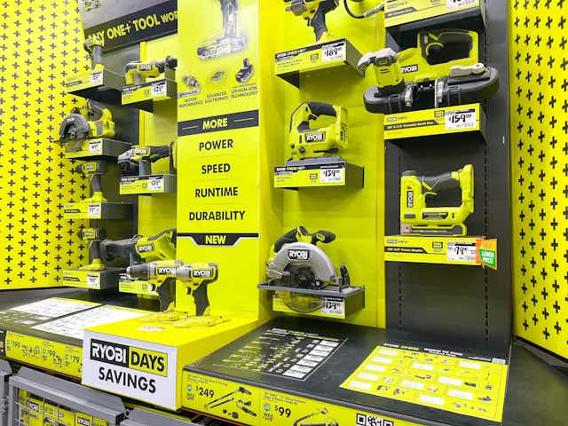 Get a Ryobi Power Tool, 2 Batteries, and Charger for $99 at Home Depot card image