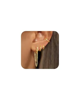 Gold Chain Earrings 4-Pack