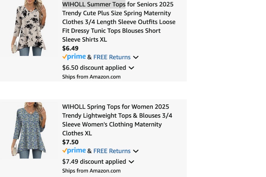 Tunic tops carts