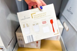 hand holding a crofton sourdough starter kit