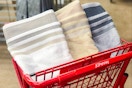 bath towels in a shopping cart