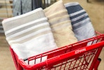 bath towels in a shopping cart