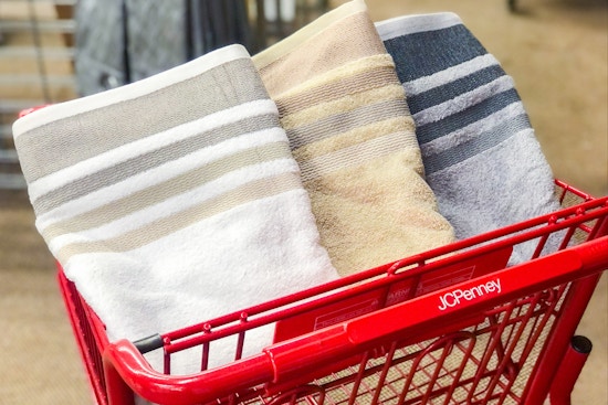 bath towels in a shopping cart