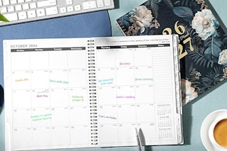 a planner on a table