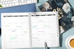 a planner on a table