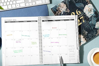 a planner on a table
