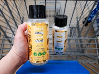 Love Beauty and Planet shampoo and conditioner in Walmart shopping cart