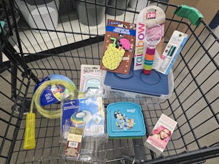 cart full of items at dollar tree
