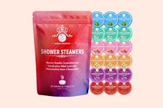 shower steamers on a cream background
