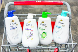 dove body washes in a cvs shopping cart