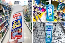 soft scrub and dial body wash 3-photo collage