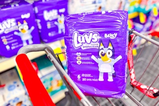 luvs diapers in a cart