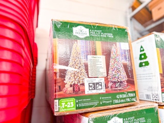 6.5 foot Pre-Lite Holiday Time Christmas tree (in box) in Walmart store