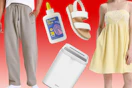 Hollister men's sweats, school glue, kids' shoes, women's dresses, white ice maker