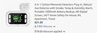Carbon monoxide detector Amazon receipt