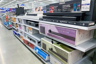 area shot of sound bars at walmart