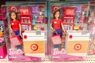 Target Barbie dolls on a shelf