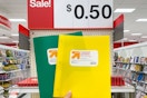 hand holding up & up plastic folders at target