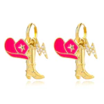 Western Cowboy Boots Hoop Earrings