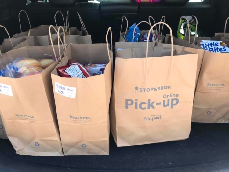 Groceries from Stop & Shop in the trunk of a car