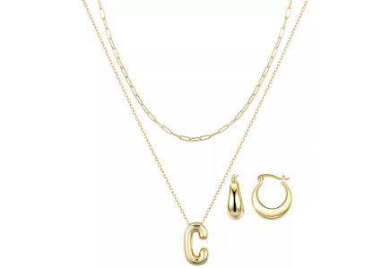 14K Gold Flash-Plated Jewelry Set