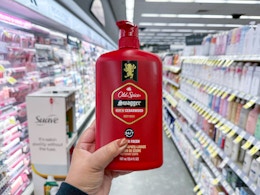 hand holding old spice swagger body wash