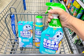Scrubbing Bubbles products at Walmart (in-store photo of items in shopping cart)
