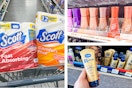 collage image of scott paper products, sally hansen nail polish, and vaseline radiant lotion