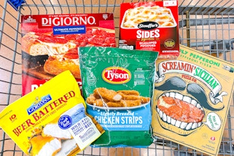 screamin' sicilian, tyson, gorton's, digiorno, stouffer's items in a shopping cart