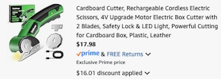 Cardboard cutters Amazon receipt