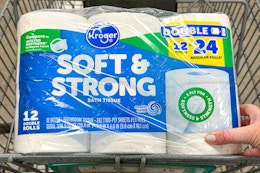 Kroger Toilet Paper 12-Packs, Only $4 With Coupon ($0.01 per Square Foot) card image