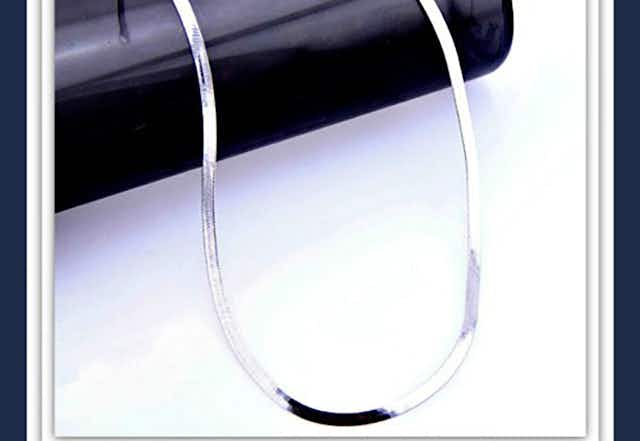 Italian Herringbone Sterling Silver Chain Necklace, Only $15 Shipped card image