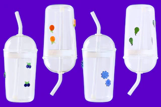 4 Better Homes & Gardens Glass Sipper Tumblers in fruit prints