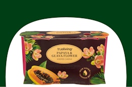 true living candles on green and white background