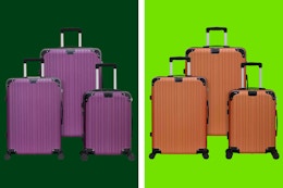 home depot luggage set collage