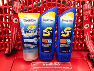 coppertone sunscreen in a target cart
