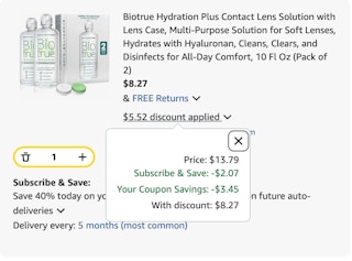 biotrue Amazon receipt
