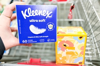 kleenex boxes in a cvs cart