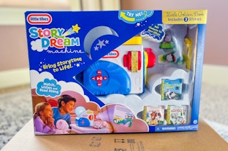 a little tikes story dream machine toy on an amazon box