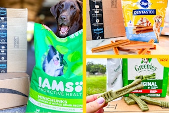 collage of amazon dog food and treats