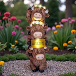 Highland Cow Solar Statue