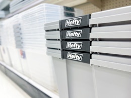 hefty storage bins sitting on a target shelf