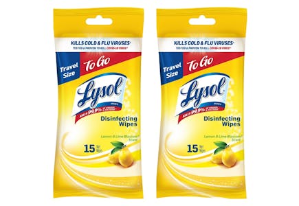 2 Lysol To Go Wipe Packs